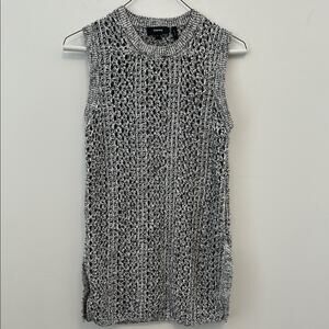 Theory Black and White Knit Sleeveless Tank Sweater Small